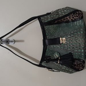 MC Faux Croc & Leopard Print Handbag